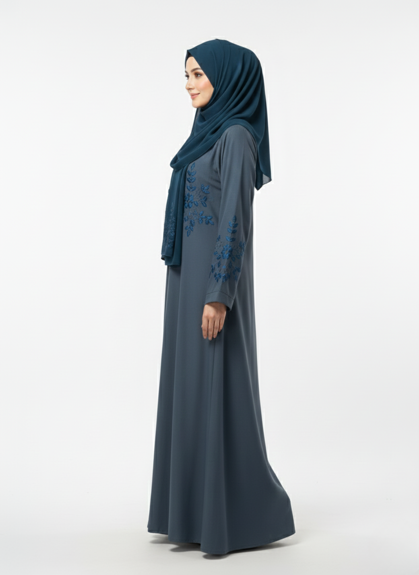 Gown f/o emb slvs (silk)