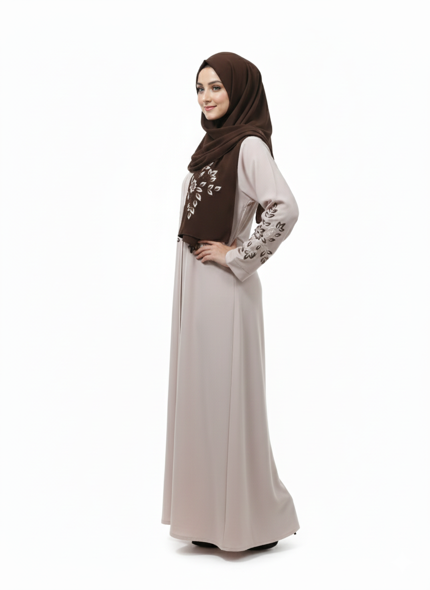 Gown f/o emb slvs (silk)